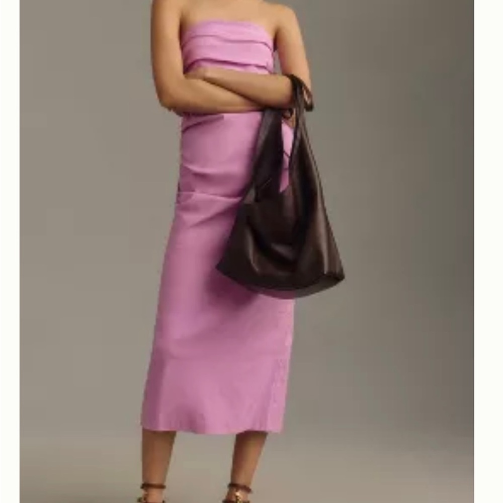 Lilac BY ANTHROPOLOGIE STRAPLESS RUCHED SLIM DRESS XXS
